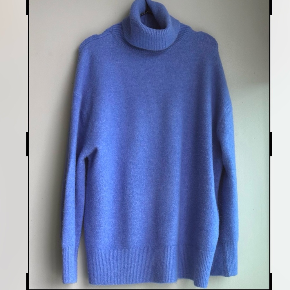 ZARA warm happy oversized turtleneck sweater in blue/peri - Picture 1 of 4